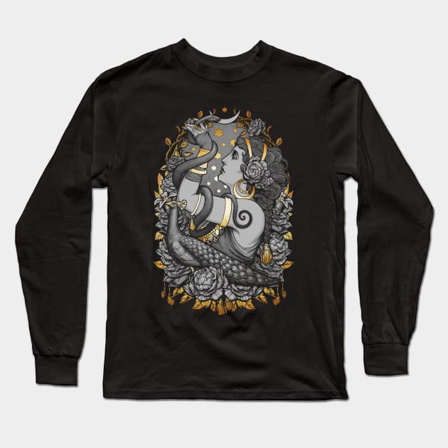 Tribal Fusion Belly Dance Long Sleeve T-Shirt by Medusa Dollmaker